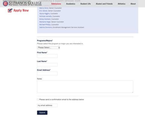 St. Francis College Admissions Form