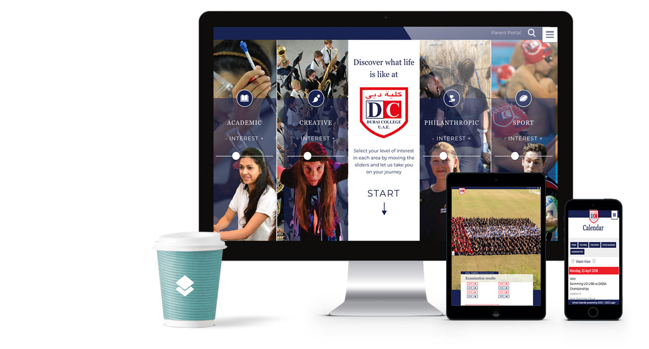 screenshot of dubai college's new homepage