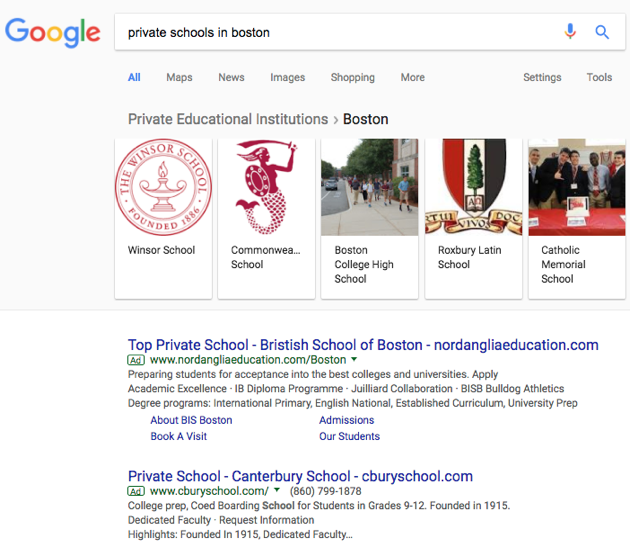 Private Schools in Boston Carousel Google